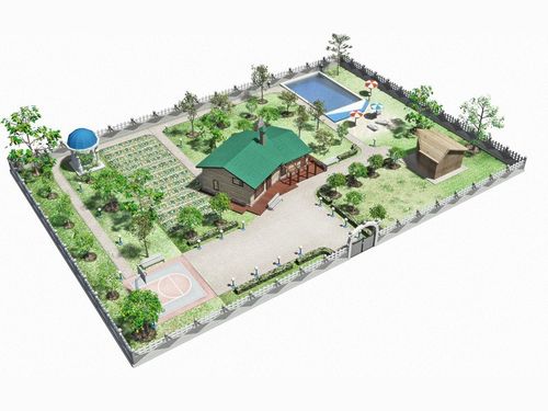 Планування заміського ділянки 15 соток квадратної форми